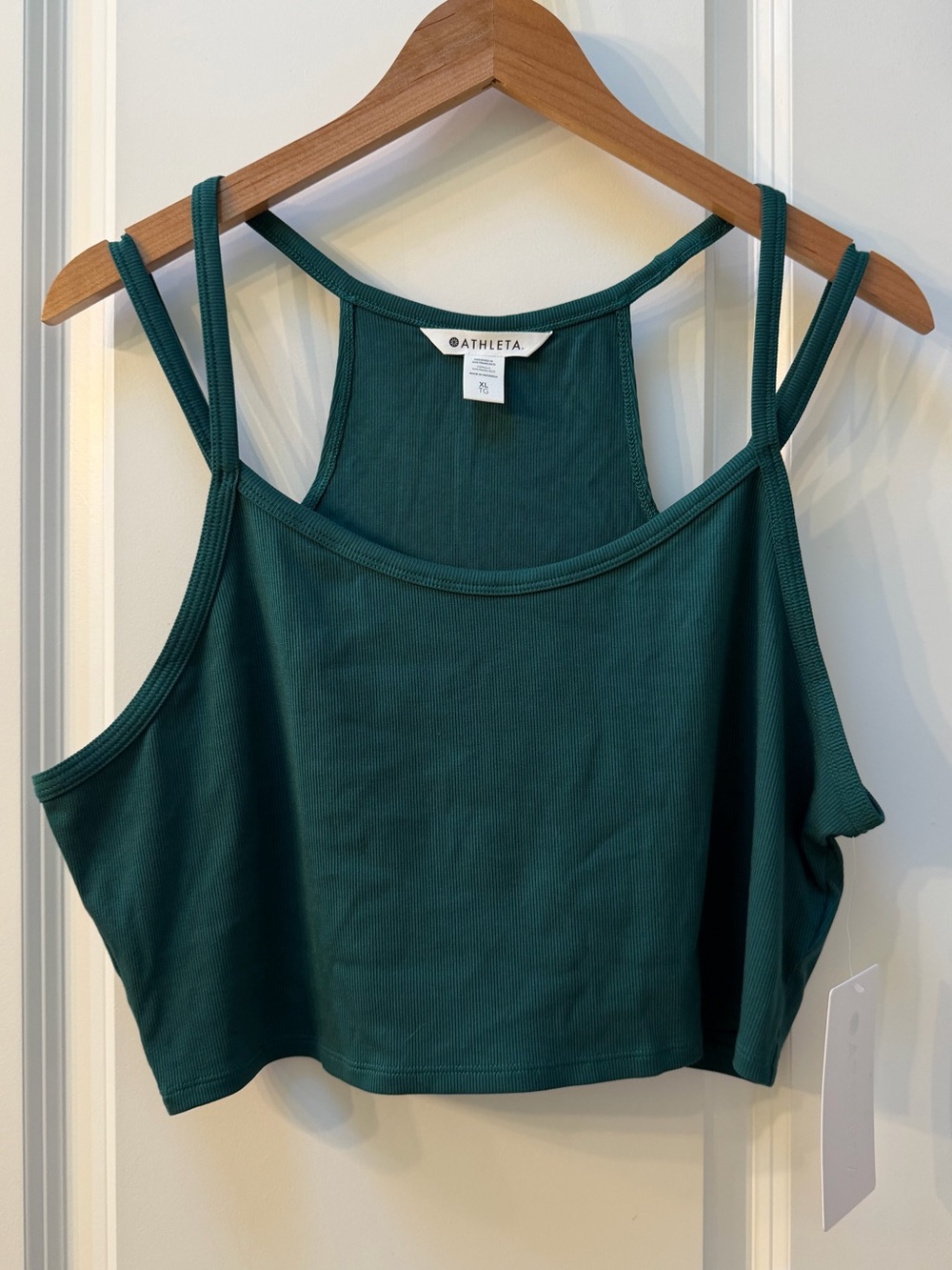 Athleta Green Ribbed Strappy Crop Tank